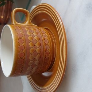 HORNSEA England "Saffron" pattern 1976 cup & saucer- 3 available